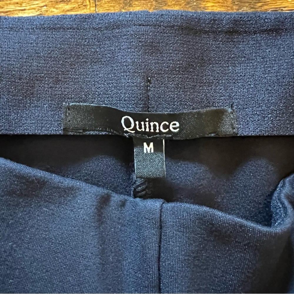 Quince Navy Ultra Stretch Ponte Pintuck Straight Leg Pants - Picture 7 of 8